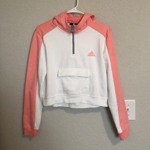 adidas 1/4 Zip Cropped Hoodie - MEDIUM